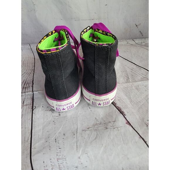 Converse Double Flap Leopard Black Purple Lime Green Women 7.5 Chuck Taylor Shoe - Picture 5 of 10